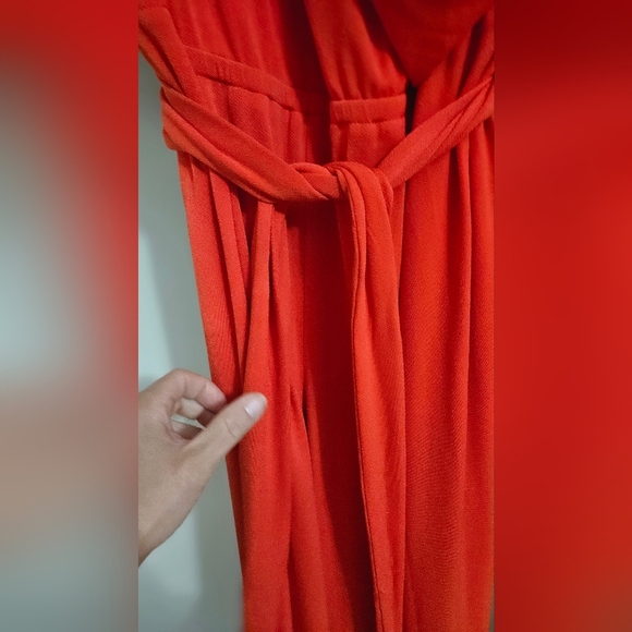 RALPH LAUREN Black Label V Neck Wide Leg Stretch Jumpsuit In Red. Size 2X NWT - Picture 7 of 11